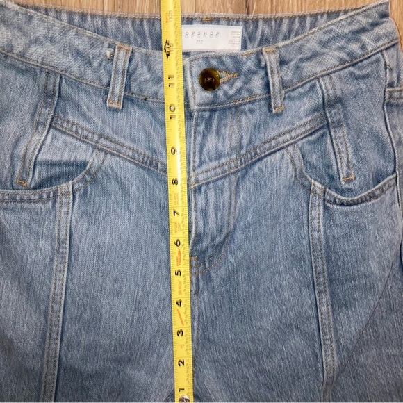 Topshop Yoke Bleach Mom Jeans High-Rise Denim Blue tapered Jeans Size 26 | Y2K - Picture 7 of 10
